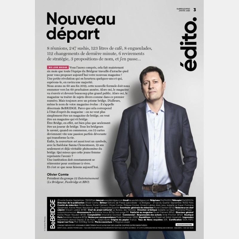 copy of Le Bridgeur November / December 2019 - Older issues BeBRIDGE