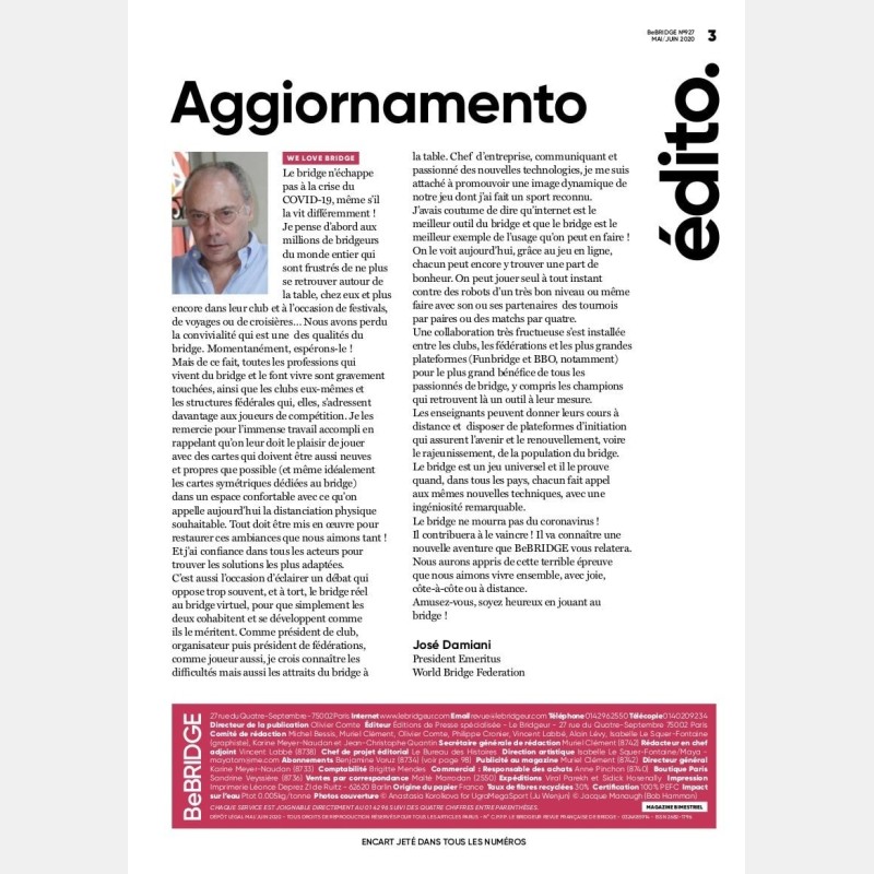 copy of Le Bridgeur November / December 2019 - Older issues BeBRIDGE