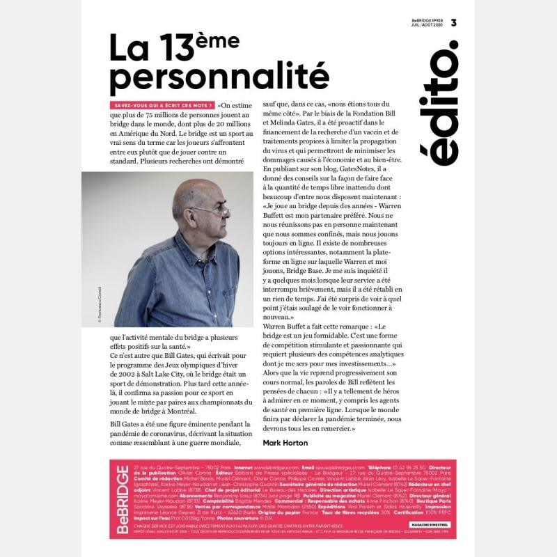 copy of Le Bridgeur November / December 2019 - Older issues BeBRIDGE