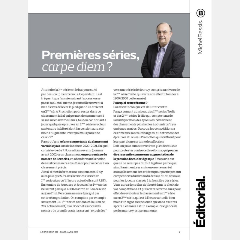 Le Bridgeur March / April 2019 - Older issues BeBRIDGE