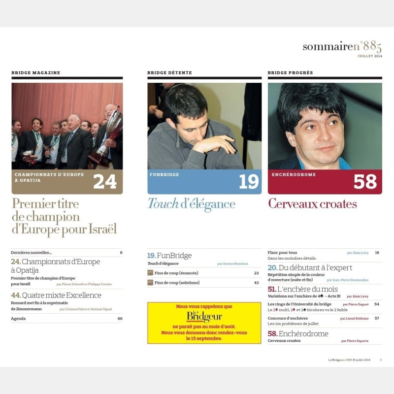 Le Bridgeur July 2014 - Older issues BeBRIDGE