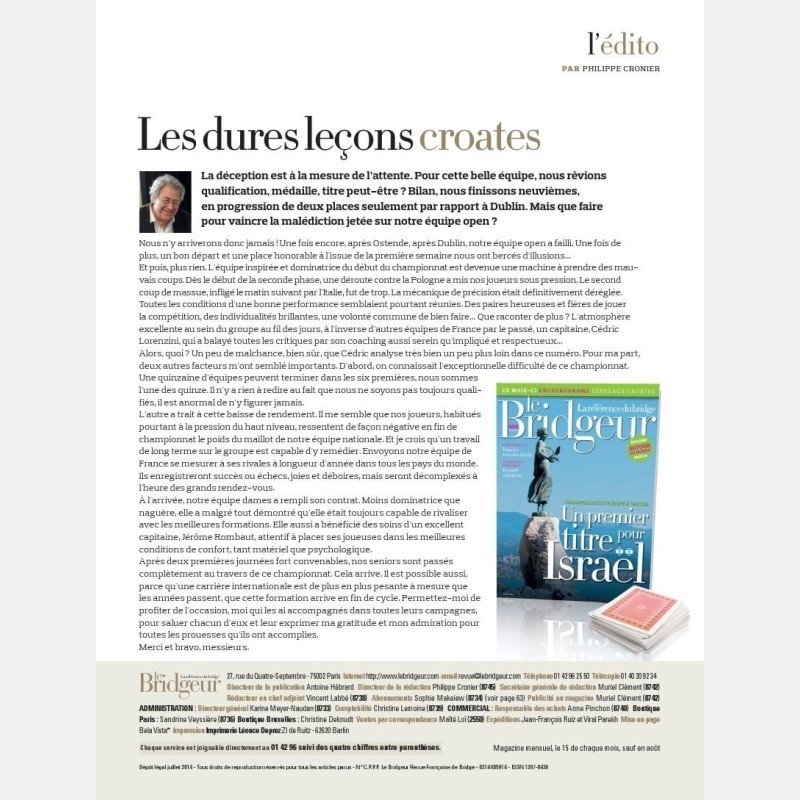 Le Bridgeur July 2014 - Older issues BeBRIDGE