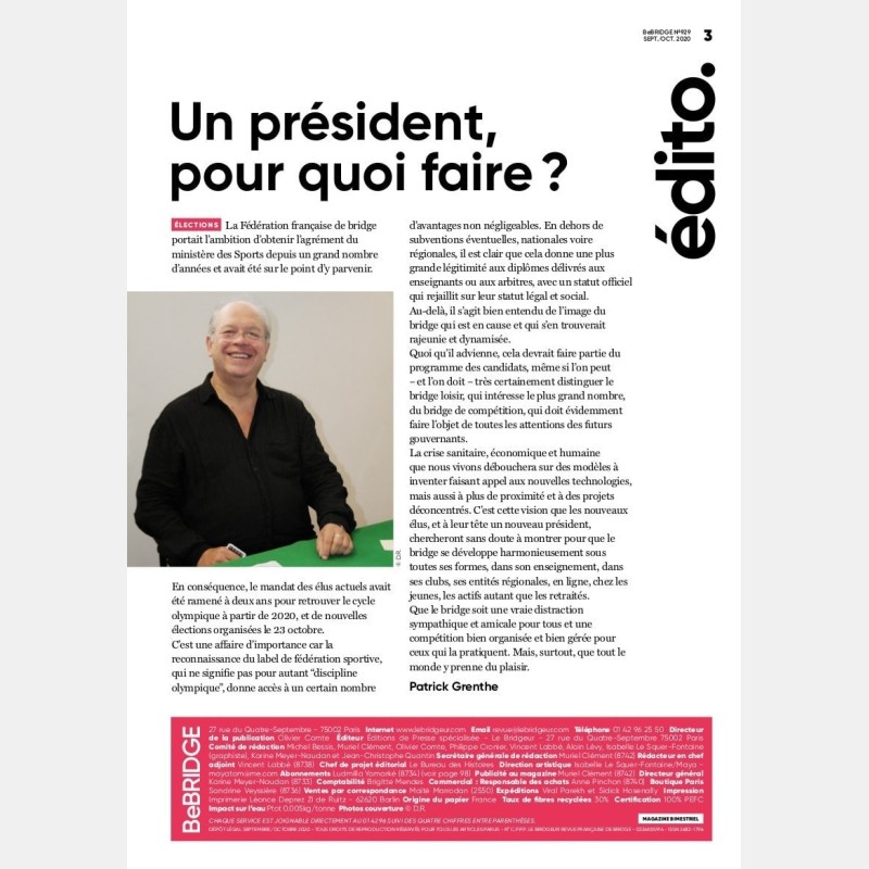 copy of Le Bridgeur November / December 2019 - Older issues BeBRIDGE