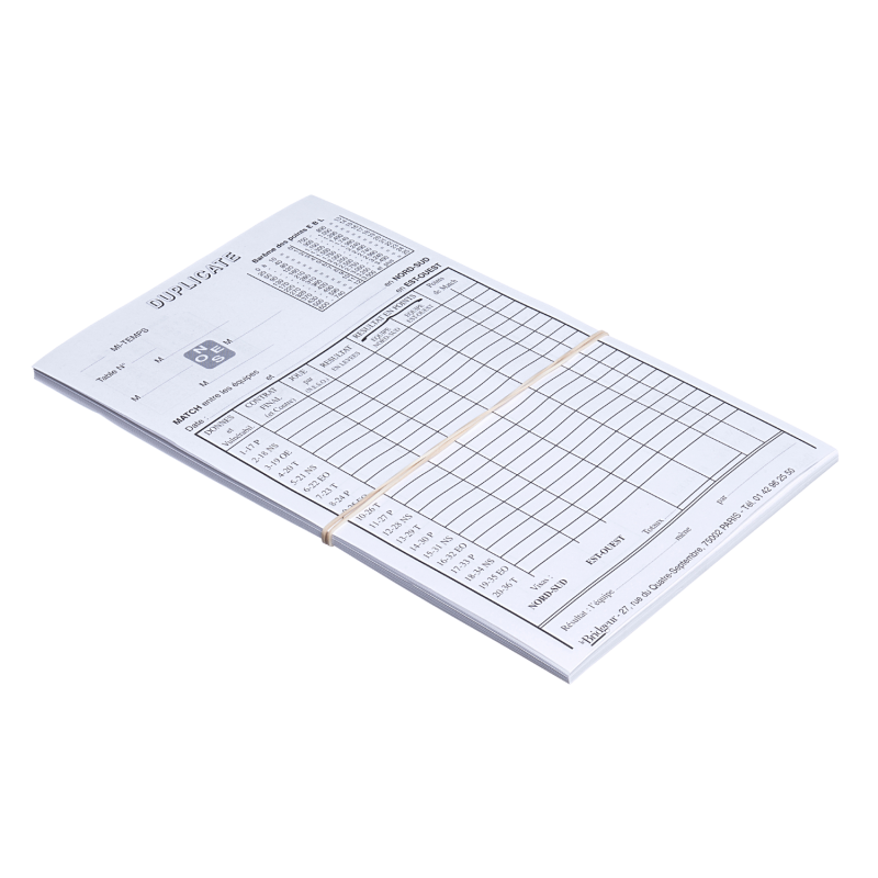 Brand sheets for Duplicate - Score sheets