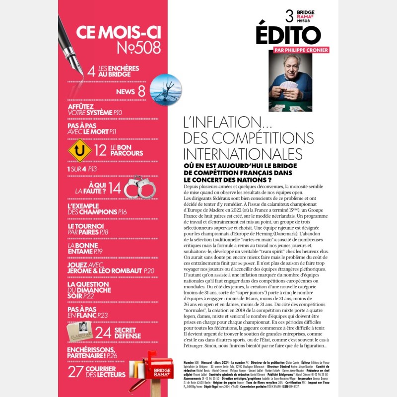 BRIDGERAMA+ Mars 2024 numérique ou papier Anciennes revues BRIDGERAMA+